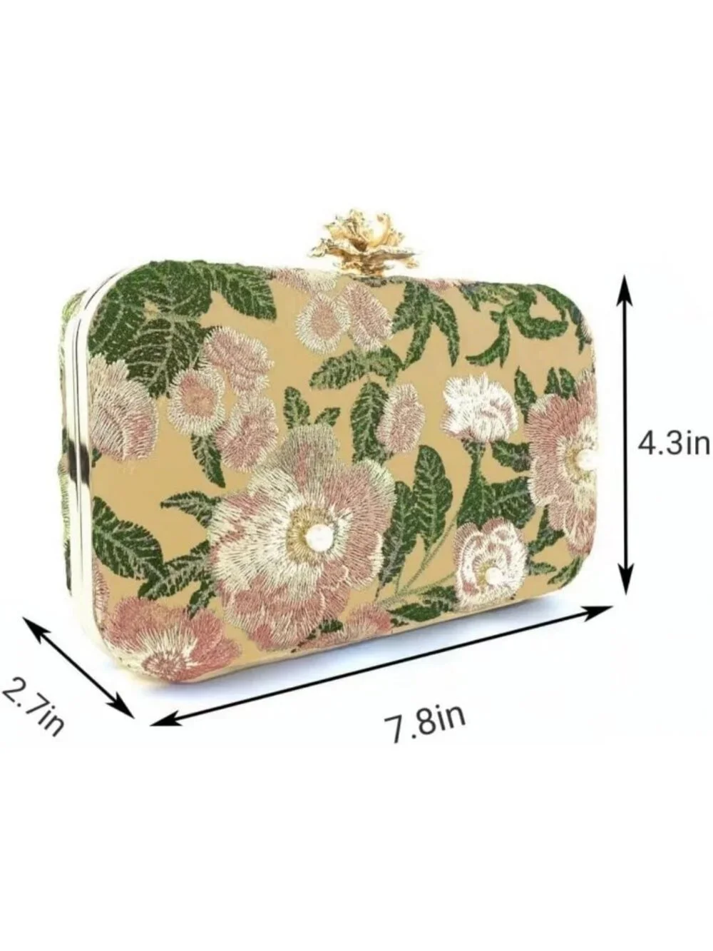 Vintage Floral Embroidered Clutch Purse | Beaded Sage Green Evening Bag for